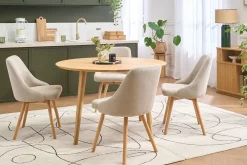 Chaises scandinaves en tissu chenille beige et bois clair (lot de 2) HASTA