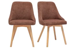 Chaises scandinaves en tissu chenille terre brûlée et bois clair (lot de 2) HASTA