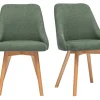 Chaises scandinaves en tissu chenille vert kaki et bois clair (lot de 2) HASTA