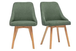 Chaises scandinaves en tissu chenille vert kaki et bois clair (lot de 2) HASTA