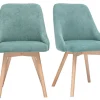 Chaises scandinaves en tissu chenille vert céladon et bois clair (lot de 2) HASTA