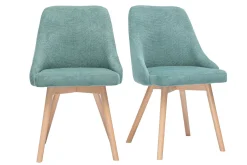 Chaises scandinaves en tissu chenille vert céladon et bois clair (lot de 2) HASTA
