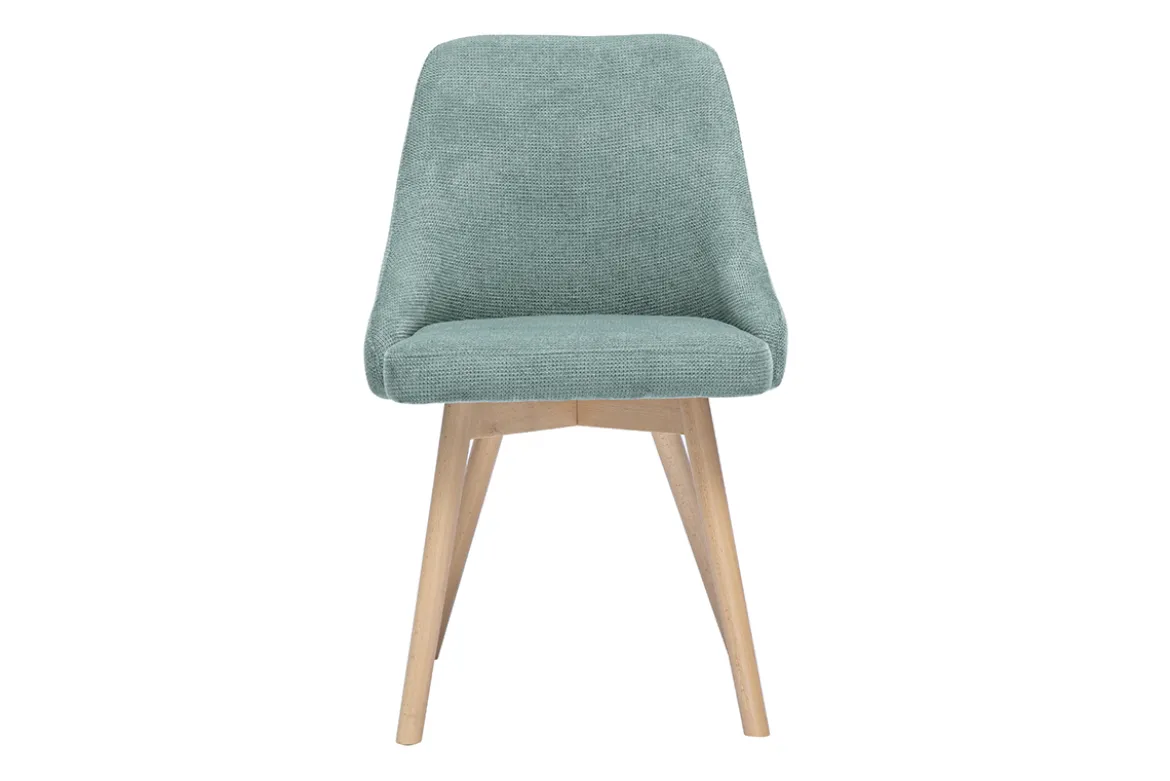 Chaises scandinaves en tissu chenille vert céladon et bois clair (lot de 2) HASTA