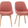 Chaises scandinaves en tissu effet velours texturé terracotta et bois clair massif (lot de 2) HOLO