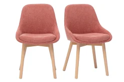 Chaises scandinaves en tissu effet velours texturé terracotta et bois clair massif (lot de 2) HOLO