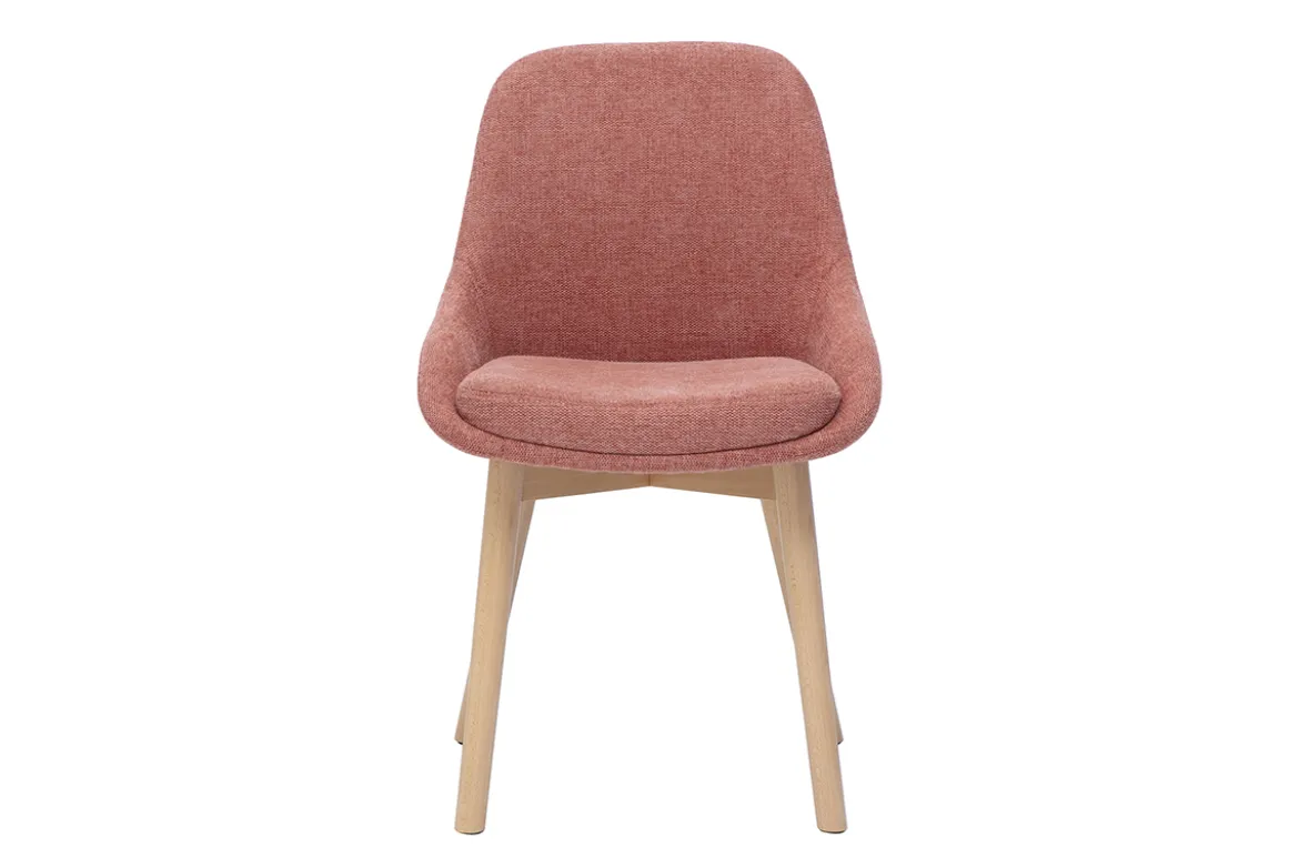 Chaises scandinaves en tissu effet velours texturé terracotta et bois clair massif (lot de 2) HOLO