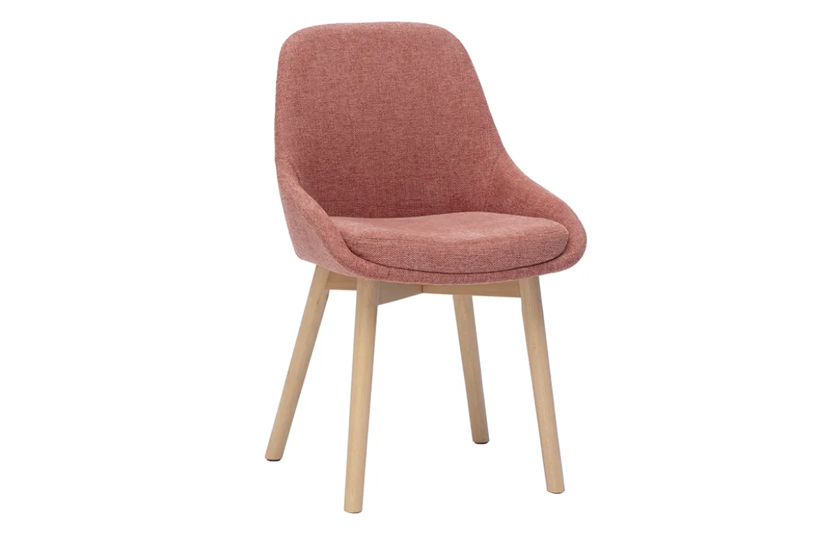 Chaises scandinaves en tissu effet velours texturé terracotta et bois clair massif (lot de 2) HOLO