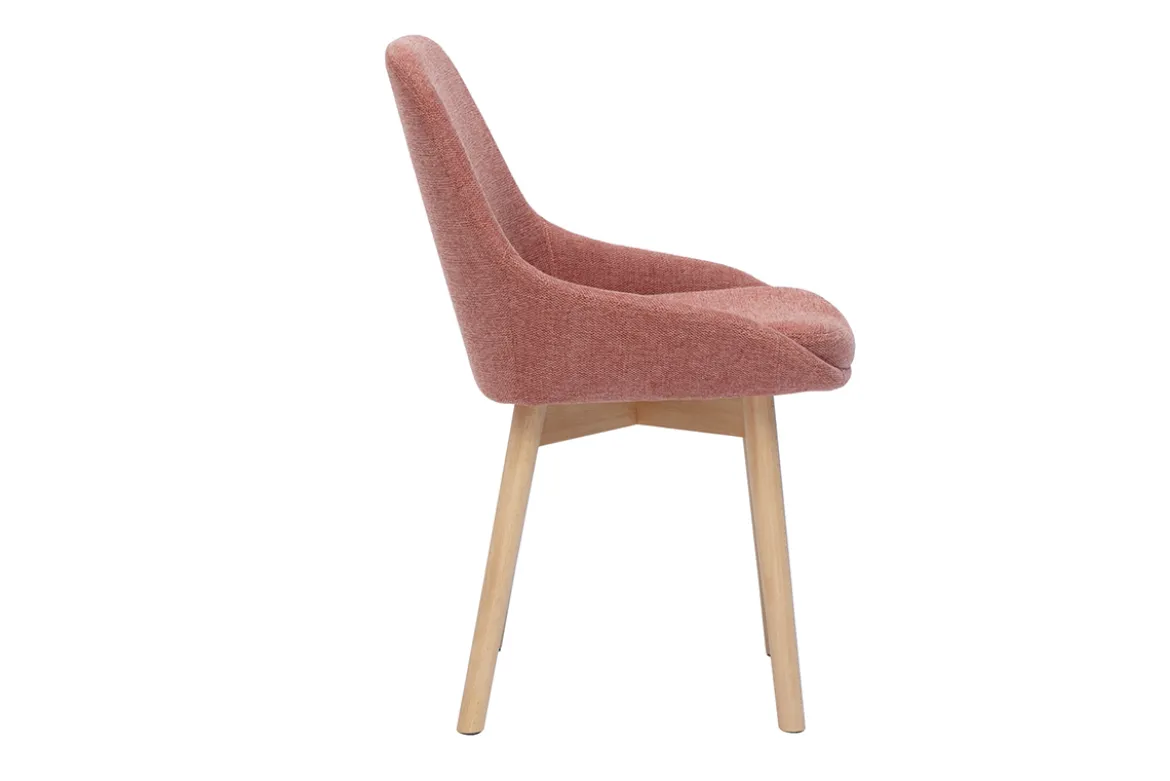Chaises scandinaves en tissu effet velours texturé terracotta et bois clair massif (lot de 2) HOLO