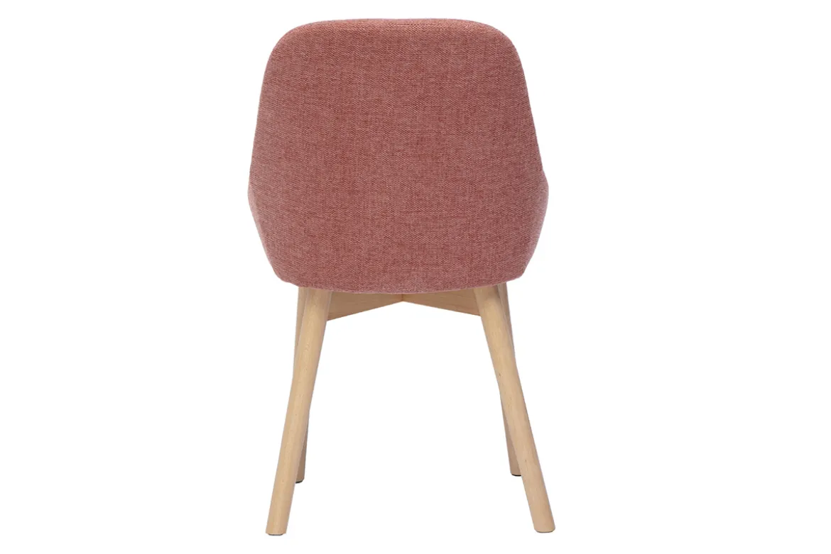 Chaises scandinaves en tissu effet velours texturé terracotta et bois clair massif (lot de 2) HOLO