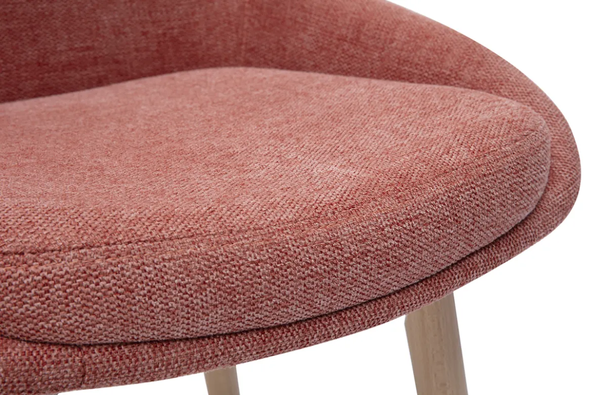Chaises scandinaves en tissu effet velours texturé terracotta et bois clair massif (lot de 2) HOLO