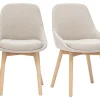 Chaises scandinaves en tissu effet velours beige et bois clair massif (lot de 2) HOLO