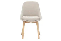 Chaises scandinaves en tissu effet velours beige et bois clair massif (lot de 2) HOLO