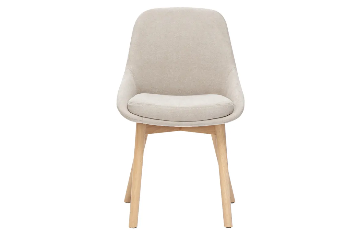 Chaises scandinaves en tissu effet velours beige et bois clair massif (lot de 2) HOLO