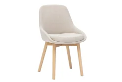Chaises scandinaves en tissu effet velours beige et bois clair massif (lot de 2) HOLO