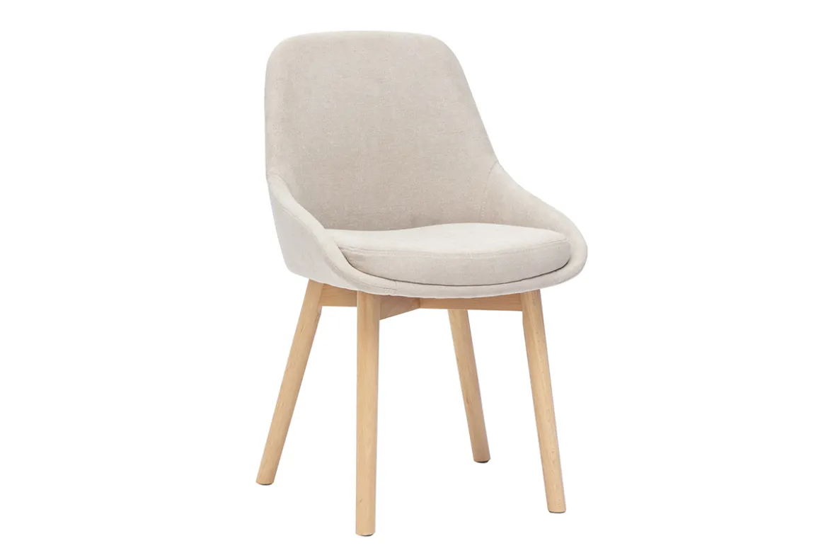Chaises scandinaves en tissu effet velours beige et bois clair massif (lot de 2) HOLO