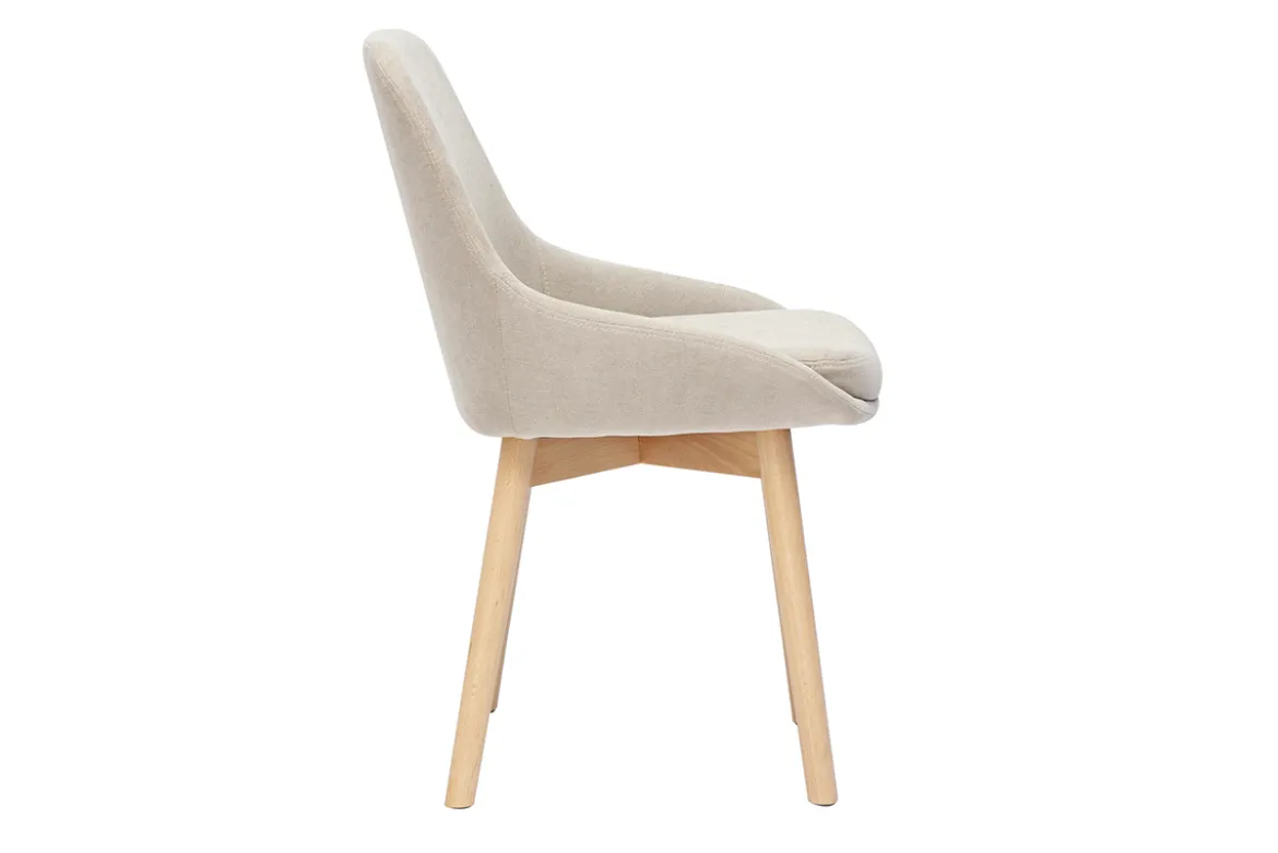 Chaises scandinaves en tissu effet velours beige et bois clair massif (lot de 2) HOLO
