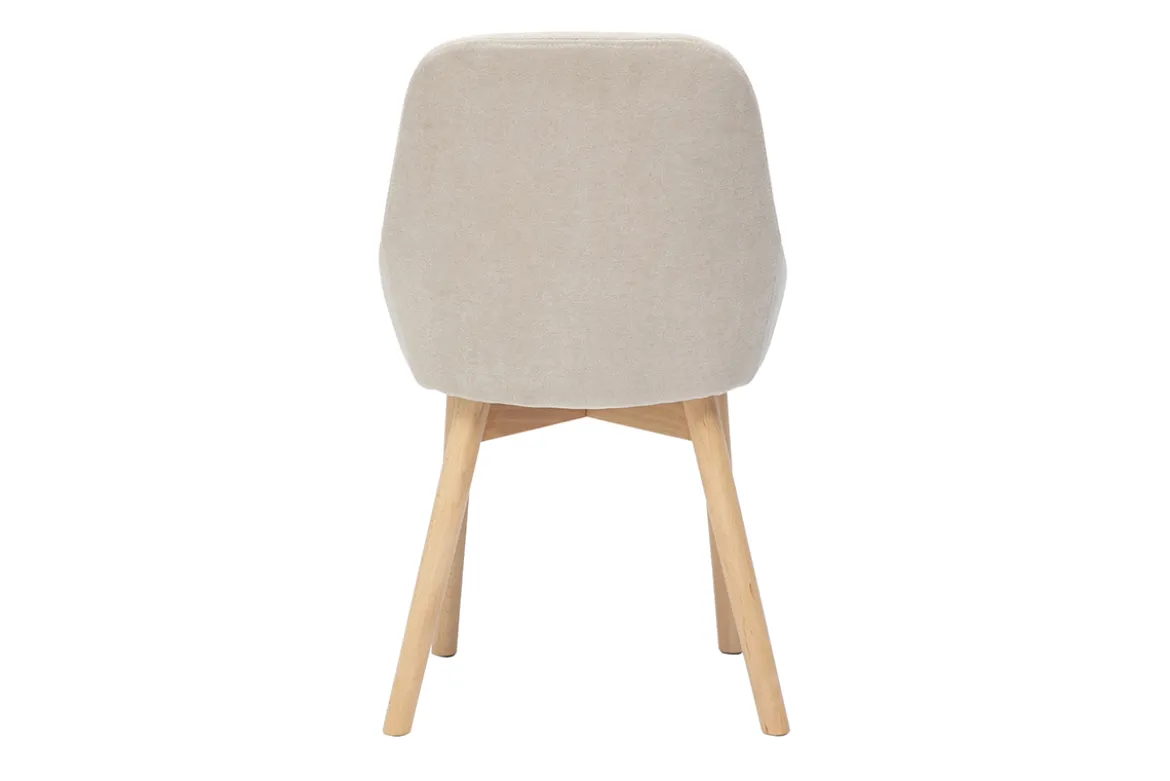 Chaises scandinaves en tissu effet velours beige et bois clair massif (lot de 2) HOLO