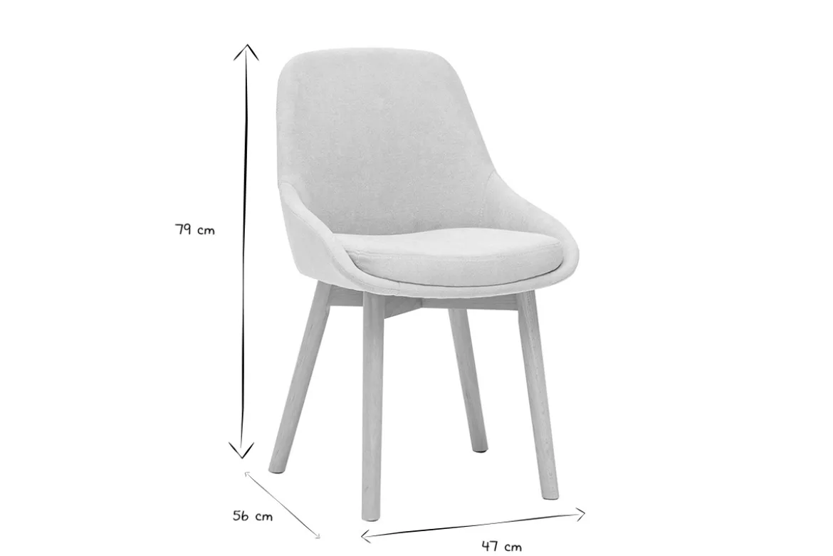 Chaises scandinaves en tissu effet velours beige et bois clair massif (lot de 2) HOLO