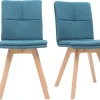 Chaises scandinaves en tissu bleu et bois clair (lot de 2) THEA