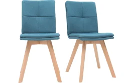 Chaises scandinaves en tissu bleu et bois clair (lot de 2) THEA