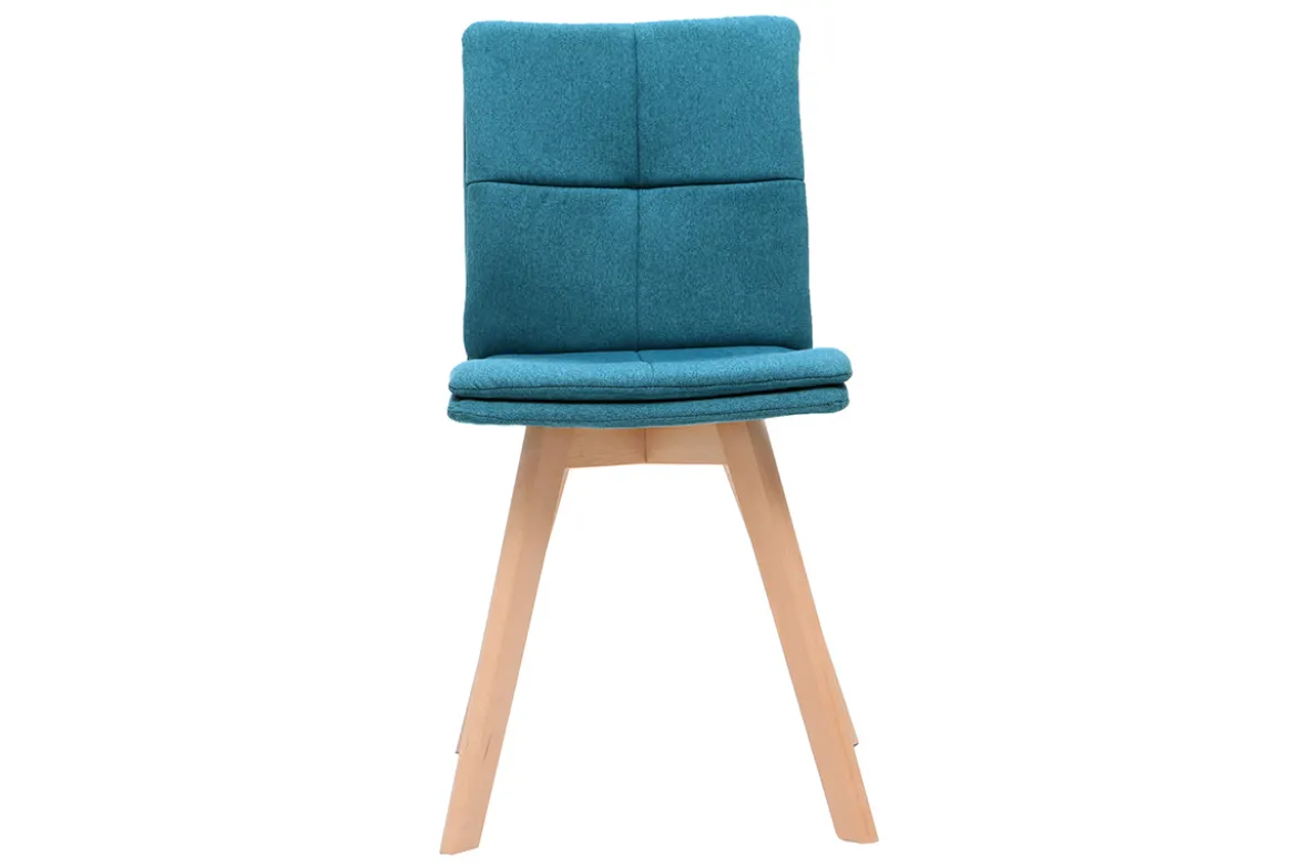 Chaises scandinaves en tissu bleu et bois clair (lot de 2) THEA