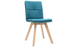 Chaises scandinaves en tissu bleu et bois clair (lot de 2) THEA