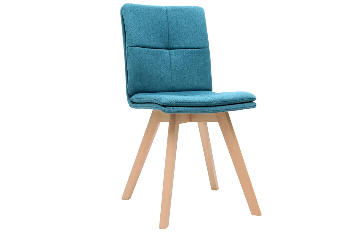 Chaises scandinaves en tissu bleu et bois clair (lot de 2) THEA