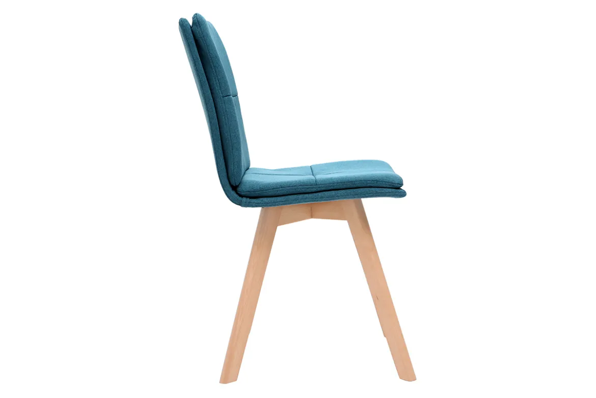 Chaises scandinaves en tissu bleu et bois clair (lot de 2) THEA