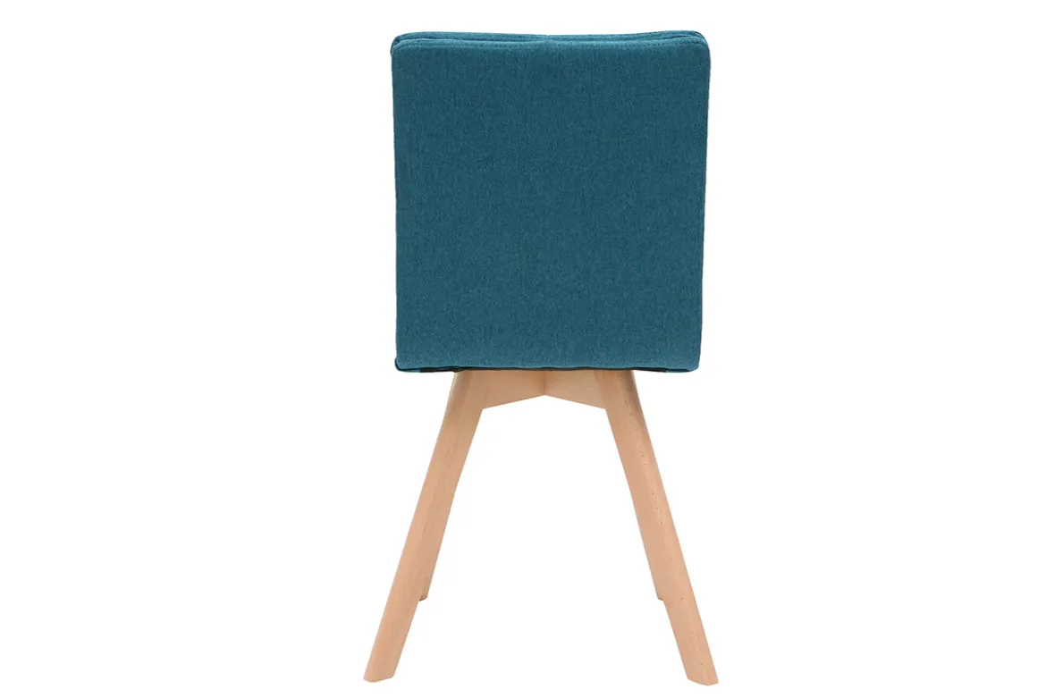 Chaises scandinaves en tissu bleu et bois clair (lot de 2) THEA