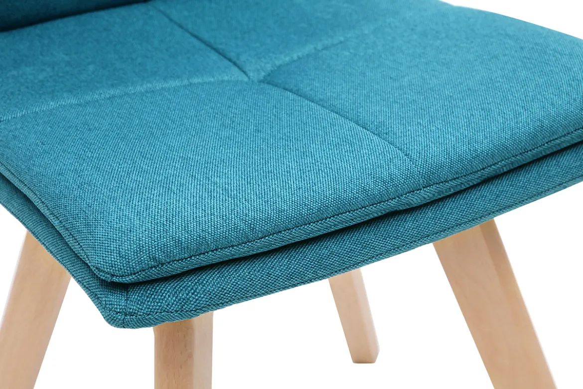 Chaises scandinaves en tissu bleu et bois clair (lot de 2) THEA