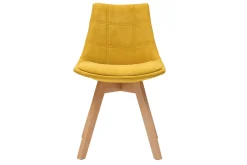 Chaises scandinaves en tissu effet velours jaune moutarde et bois clair (lot de 2) MATILDE