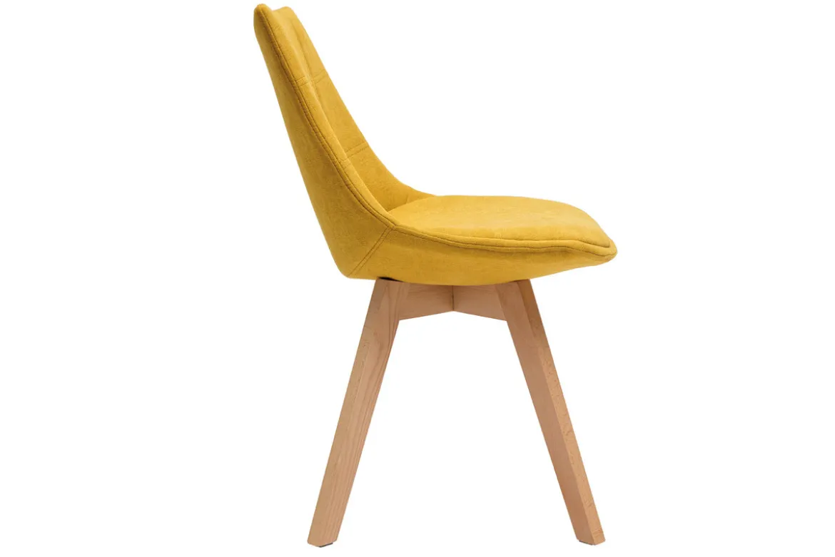 Chaises scandinaves en tissu effet velours jaune moutarde et bois clair (lot de 2) MATILDE