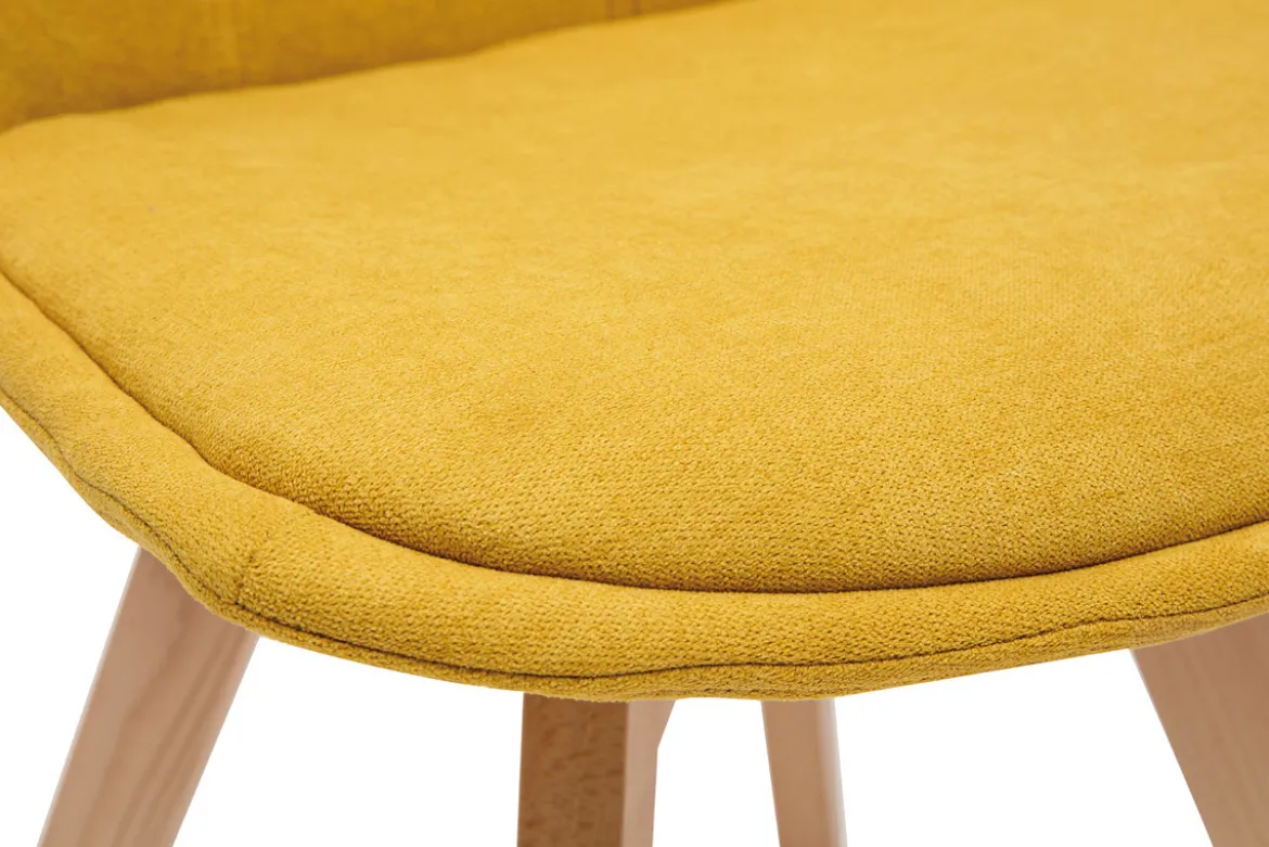 Chaises scandinaves en tissu effet velours jaune moutarde et bois clair (lot de 2) MATILDE