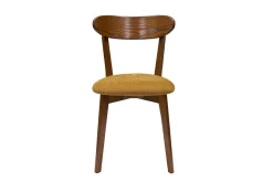 Chaises vintage bois foncé chêne et tissu effet velours jaune moutarde (lot de 2) DOVE