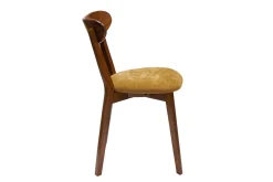 Chaises vintage bois foncé chêne et tissu effet velours jaune moutarde (lot de 2) DOVE