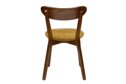 Chaises vintage bois foncé chêne et tissu effet velours jaune moutarde (lot de 2) DOVE