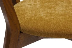 Chaises vintage bois foncé chêne et tissu effet velours jaune moutarde (lot de 2) DOVE