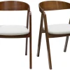 Chaises vintage empilables en bois teinté noyer et tissu effet laine bouclée blanc (lot de 2) LOVA