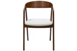 Chaises vintage empilables en bois teinté noyer et tissu effet laine bouclée blanc (lot de 2) LOVA