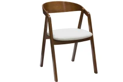 Chaises vintage empilables en bois teinté noyer et tissu effet laine bouclée blanc (lot de 2) LOVA