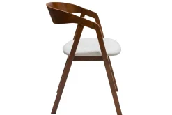 Chaises vintage empilables en bois teinté noyer et tissu effet laine bouclée blanc (lot de 2) LOVA