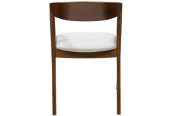 Chaises vintage empilables en bois teinté noyer et tissu effet laine bouclée blanc (lot de 2) LOVA