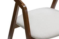 Chaises vintage empilables en bois teinté noyer et tissu effet laine bouclée blanc (lot de 2) LOVA
