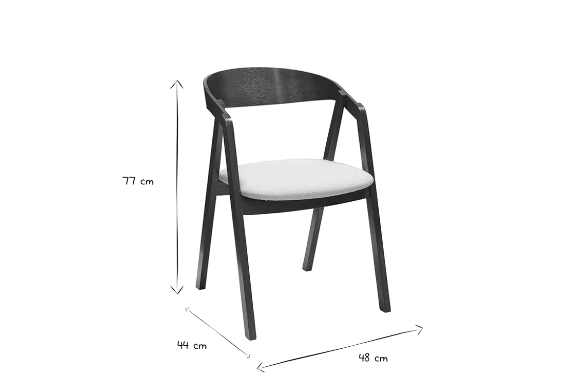 Chaises vintage empilables en bois teinté noyer et tissu effet laine bouclée blanc (lot de 2) LOVA