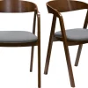 Chaises vintage empilables en bois teinté noyer et tissu gris (lot de 2) LOVA