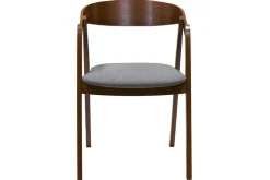 Chaises vintage empilables en bois teinté noyer et tissu gris (lot de 2) LOVA