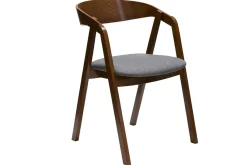 Chaises vintage empilables en bois teinté noyer et tissu gris (lot de 2) LOVA