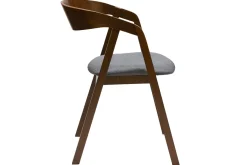 Chaises vintage empilables en bois teinté noyer et tissu gris (lot de 2) LOVA