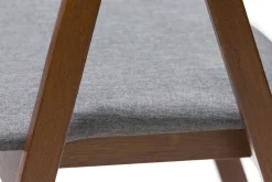 Chaises vintage empilables en bois teinté noyer et tissu gris (lot de 2) LOVA