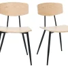 Chaises vintage en bois clair chêne et métal noir (lot de 2) JOLINE